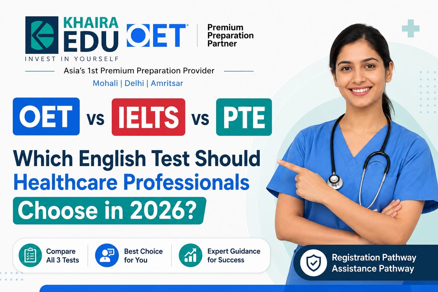 OET vs IELTS vs PTE
